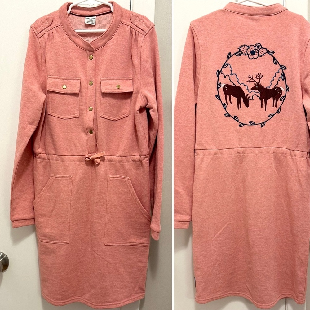 Polarn O Pyret Scandinavian Sweatshirt Jersey Knit Deer Nordic Dress Girls 10-12
